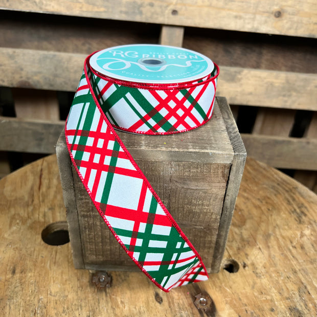 1.5”x 10yd Christmas vertical plaid  Wired Ribbon - RGE1652K2