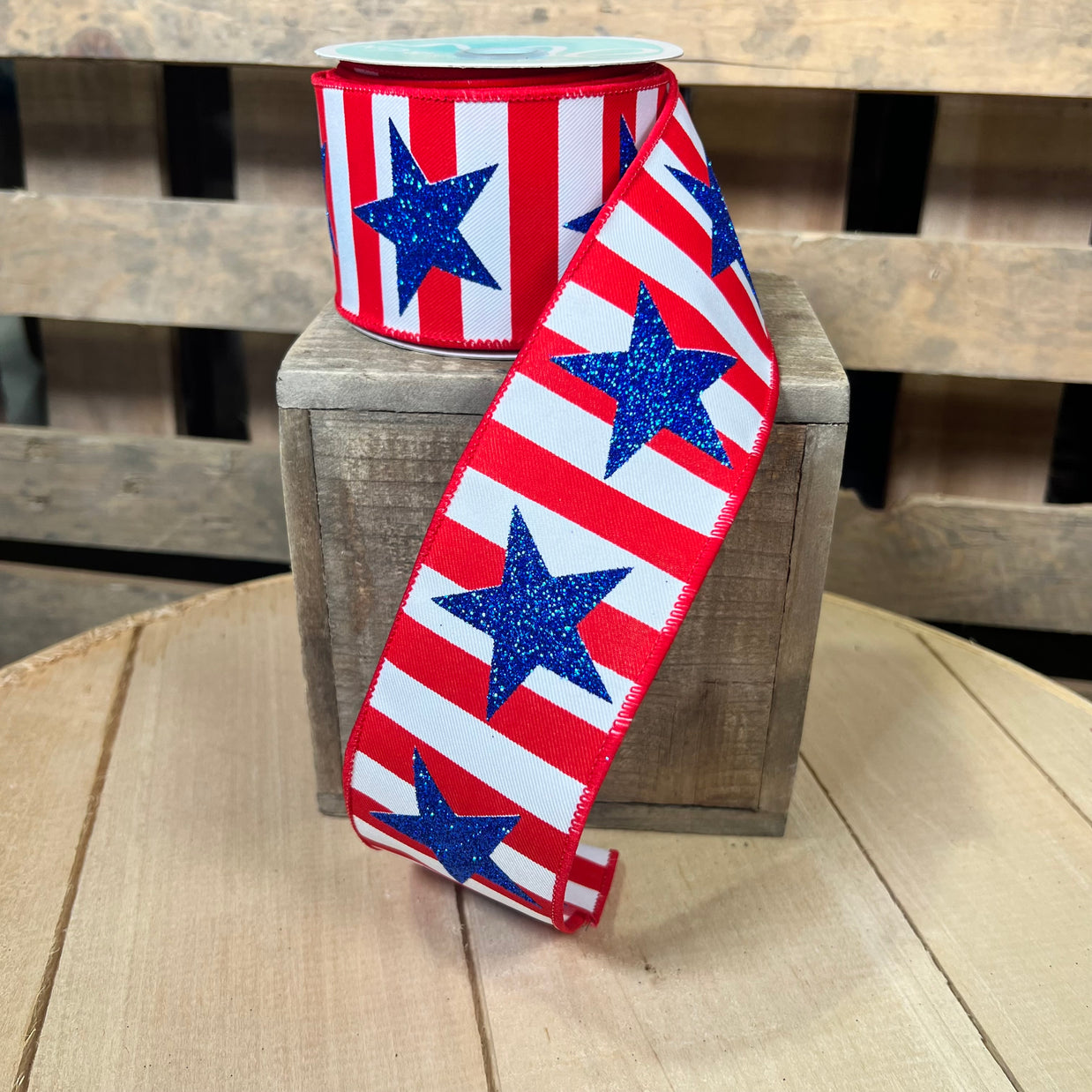 2.5" x 10y bold star and  stripe Wired Ribbon - RGF1520A1