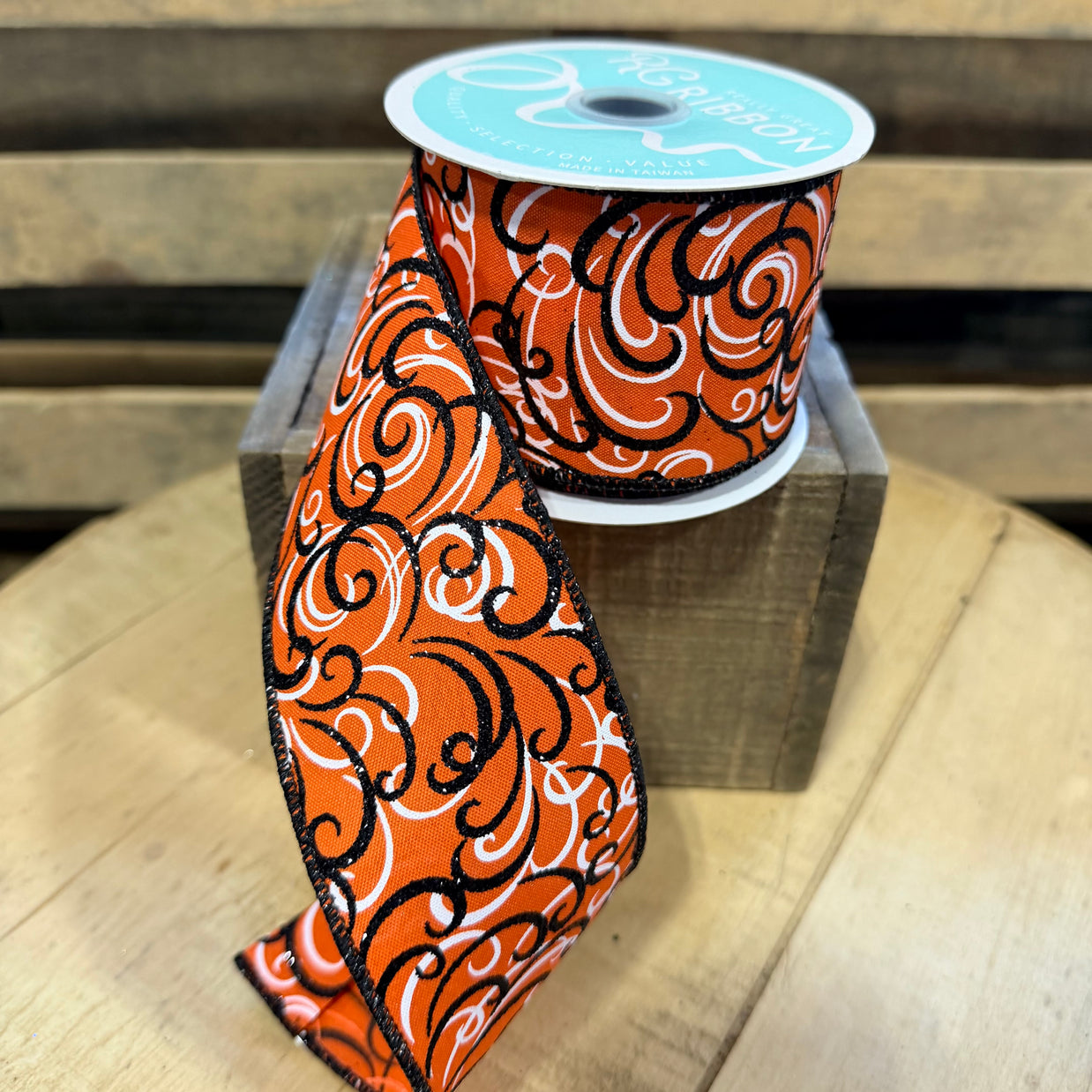 2.5” by 10y Halloween Swirls  Wired Ribbon - RGF1323P2