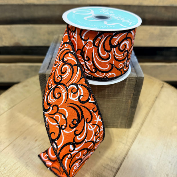 2.5” by 10y Halloween Swirls  Wired Ribbon - RGF1323P2