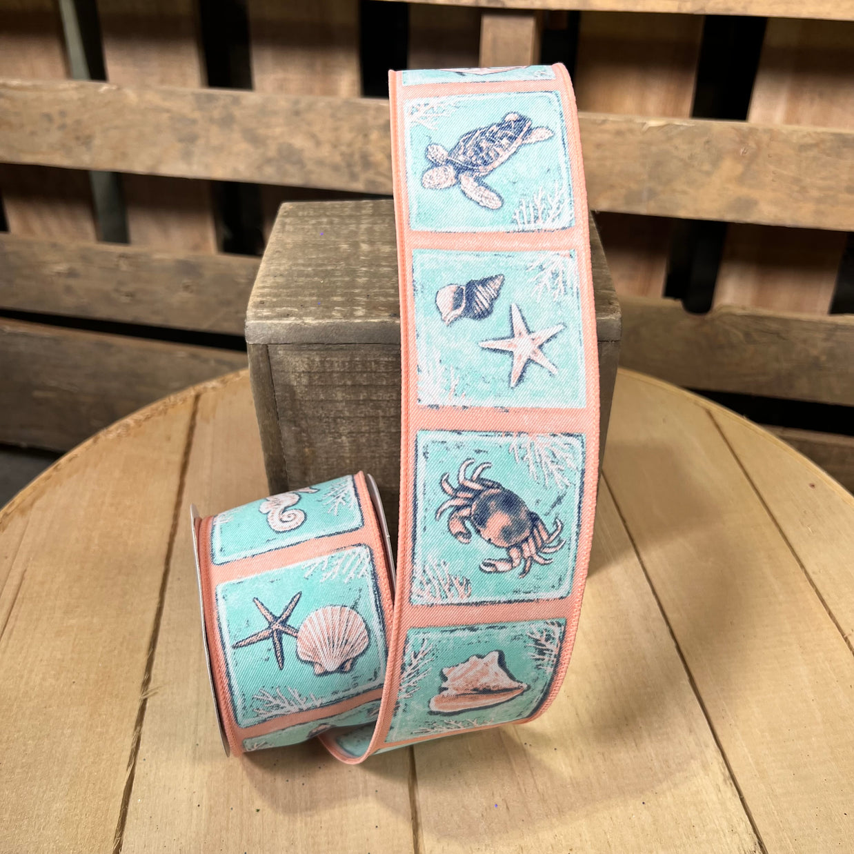 2.5" x 10y coastal block Wired Ribbon - RGF14103N