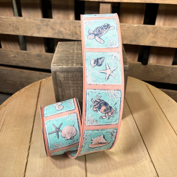 2.5" x 10y coastal block Wired Ribbon - RGF14103N