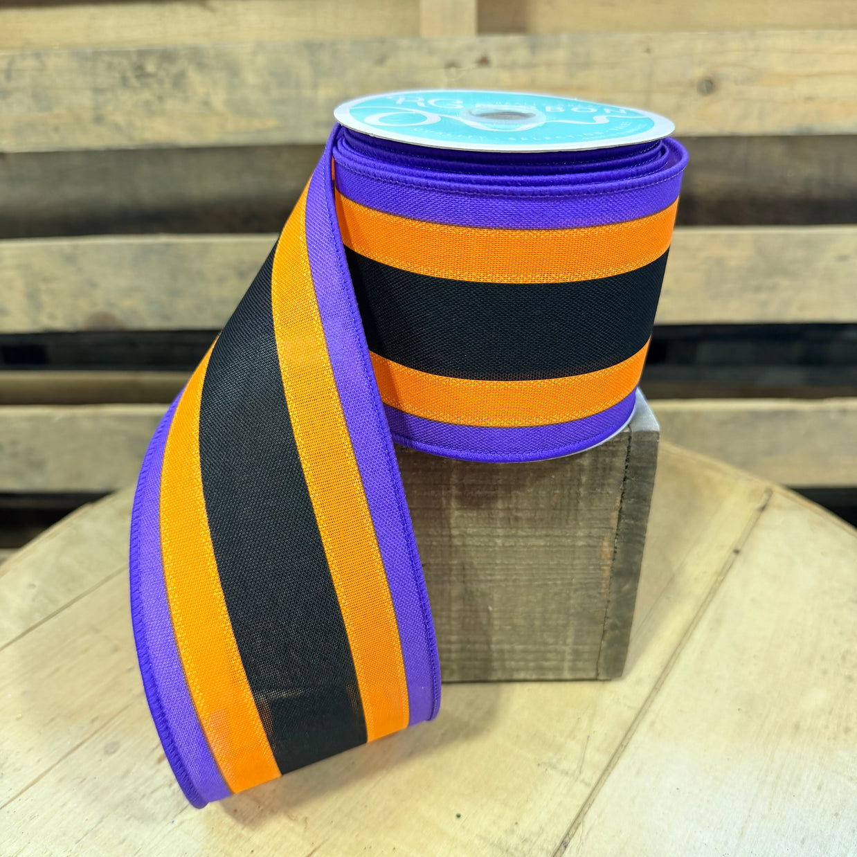 3.25 ”x 10yd Halloween vertical stripe  Wired Ribbon - RGF1983YR
