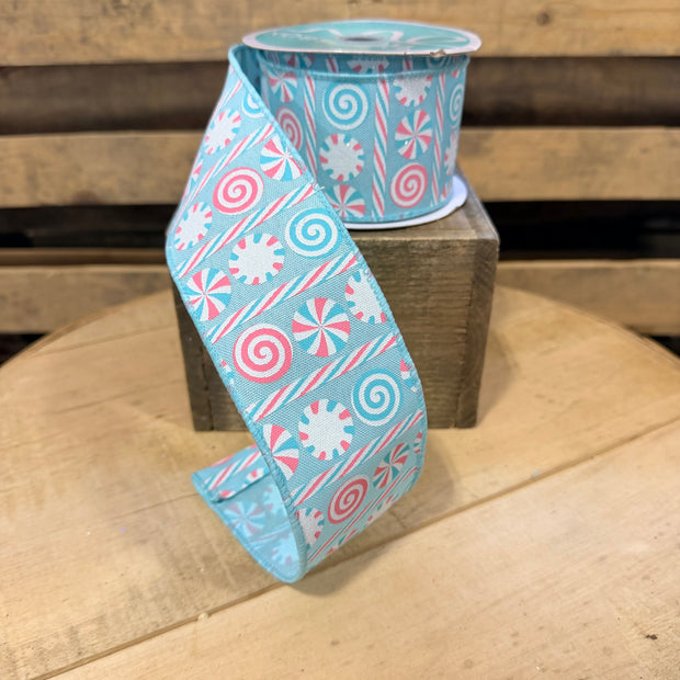 2.5" x 10Y pastel peppermint Wired Ribbon - RGH1358H1