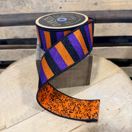2.5” x 10yd Halloween Glitter stripe  d’lux ribbon - LX3112GE