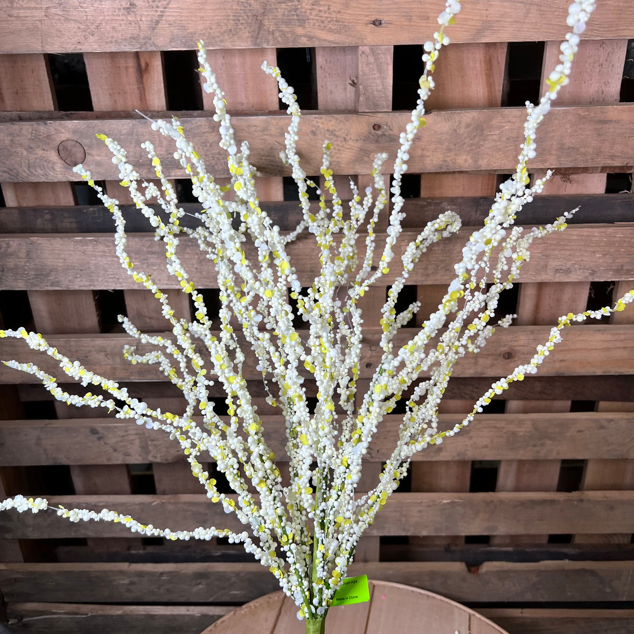 24" Cream Bead Twig Bush - 63699CM