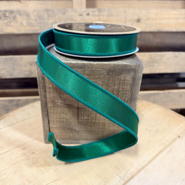 7/8” x 10yd emerald green satin dlux ribbon - LX400406
