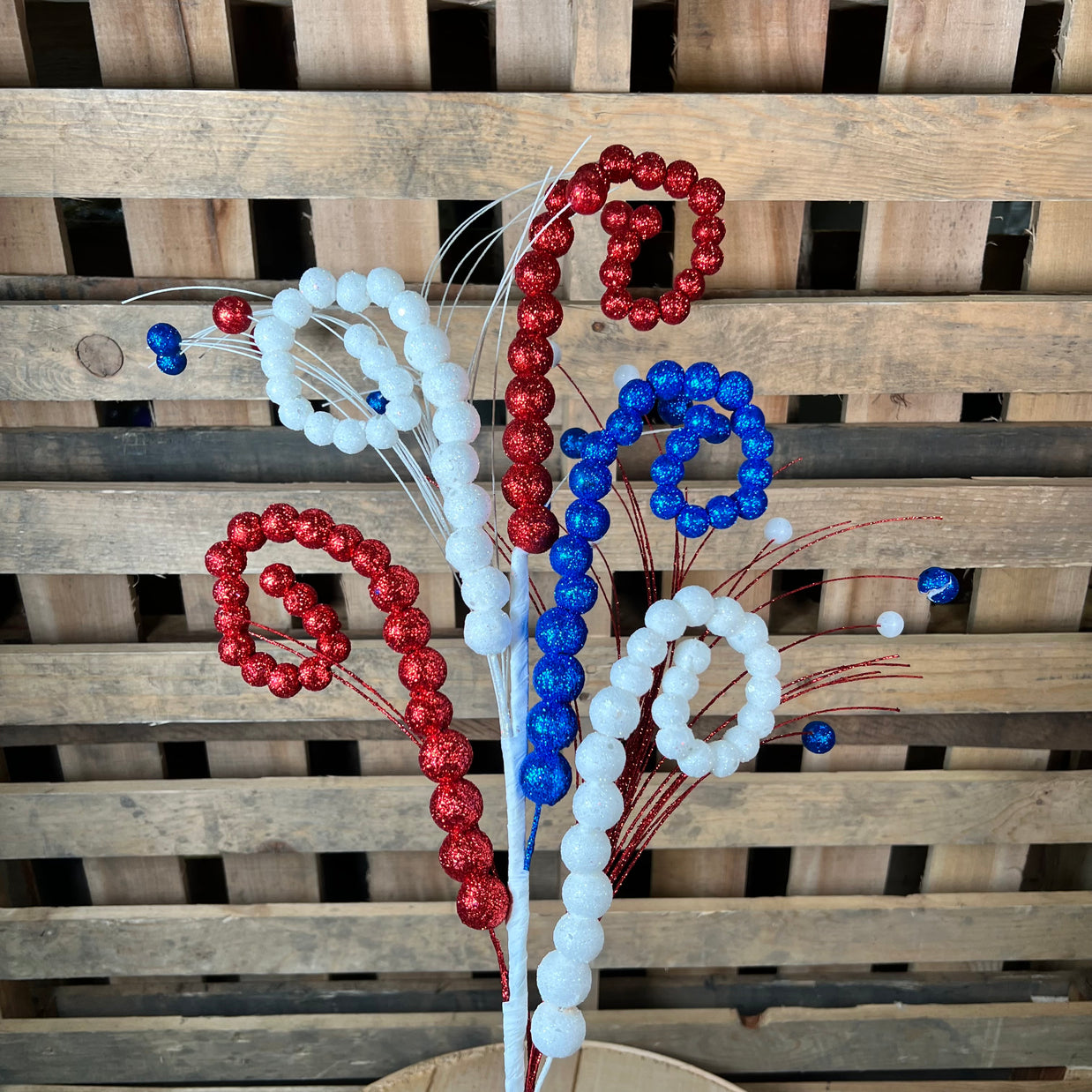 34" Patriotic Glitter Curly ball Spray - 74075RWB