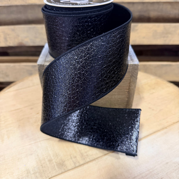 2.5" x 10Y black crackling Wired Ribbon - NR602202