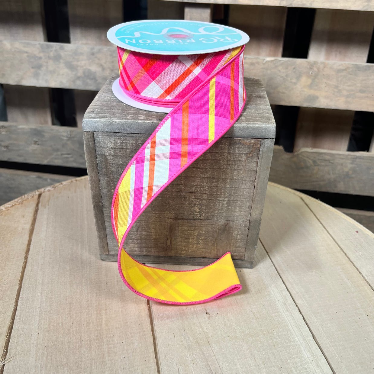 1.5" x 10Y Plaid fused back  Wired Ribbon - RGX005092