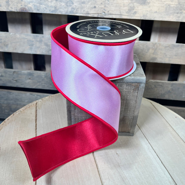2.5" x 10Y pink and red satin deluxe Wired Ribbon - LX40028F