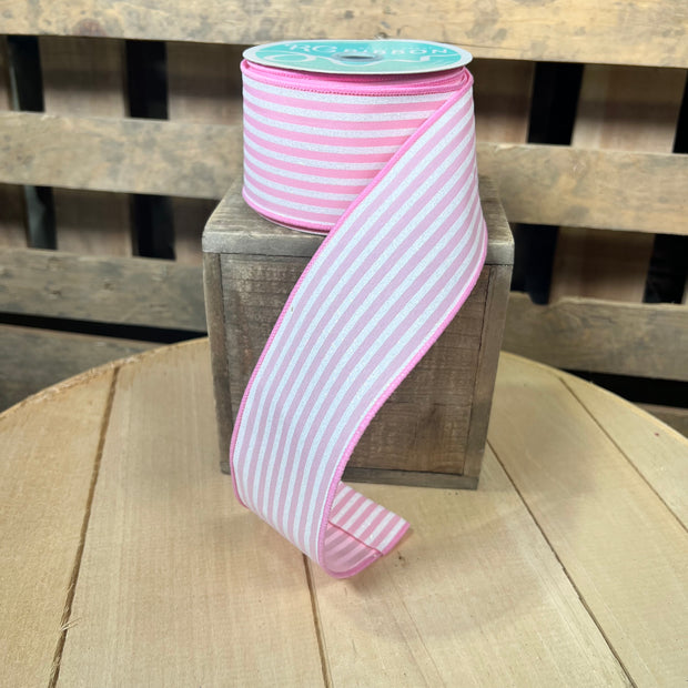 2.5" x 10Y Pink Stripe Wired Ribbon - RGF197515