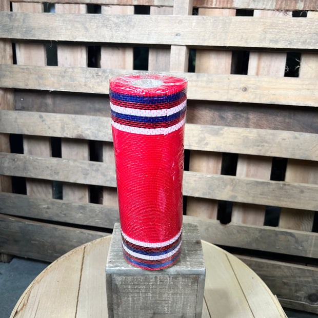 10" x 10Y Patriotic foil boarder stripe mesh - RE8504H3