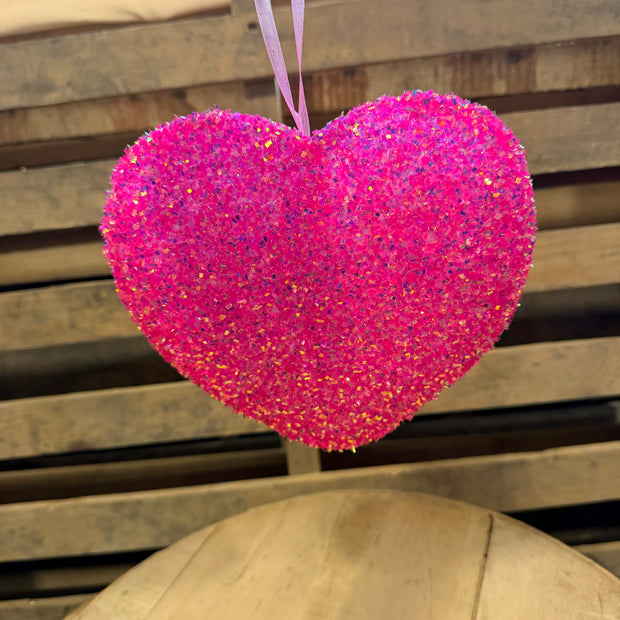 8" Pink Frizzy Heart  -  63973PK