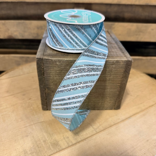 1.5" x 10Y Diagonal stripe Wired Ribbon - RGE185234