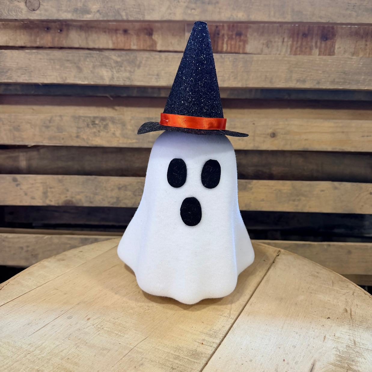 13" White Decor Ghost w Hat - 57480WT