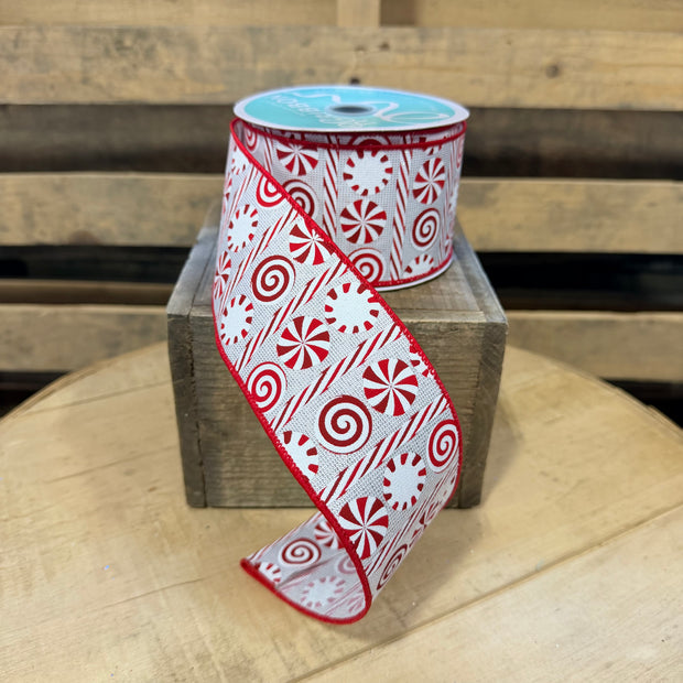 2.5" x 10Y peppermint stripes  Wired Ribbon - RGH136226
