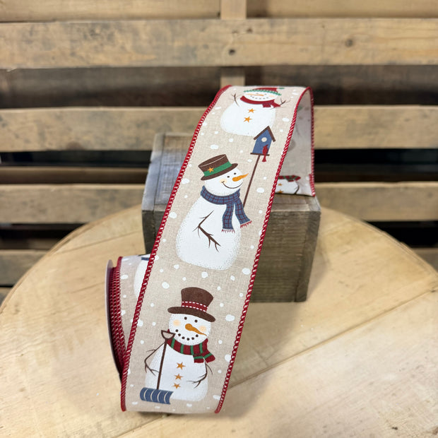2.5" x 10Y Rustic Snowman  Wired Ribbon - RGC160618