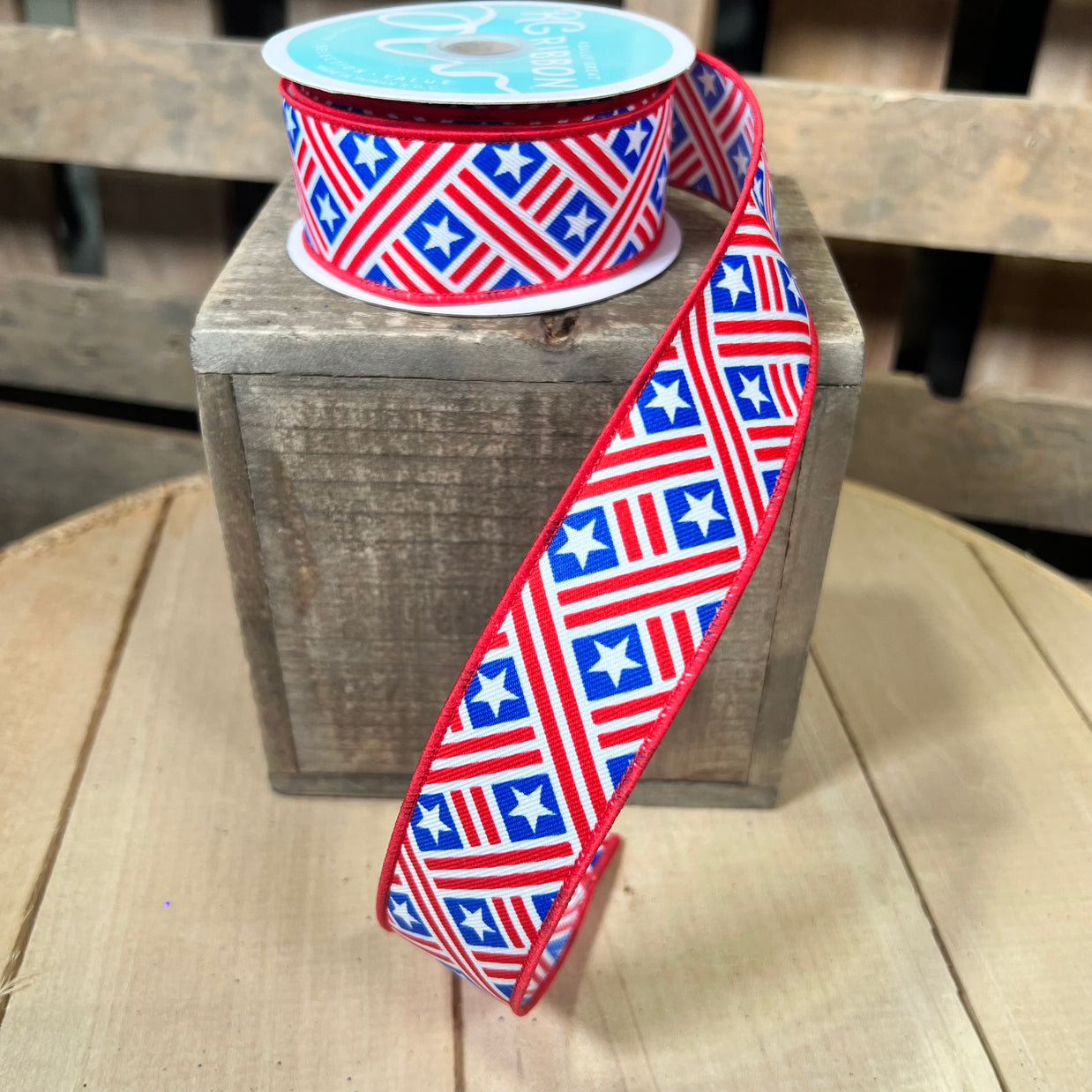 1.5" x 10Y Stars and Stripes  Wired Ribbon - RGF190827