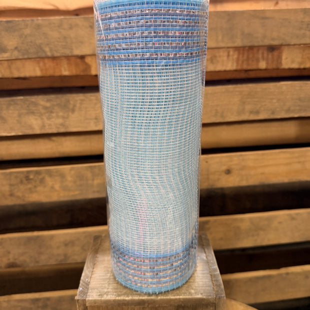 10" x 10Y Winter blue boarder stripe mesh - RE85053M