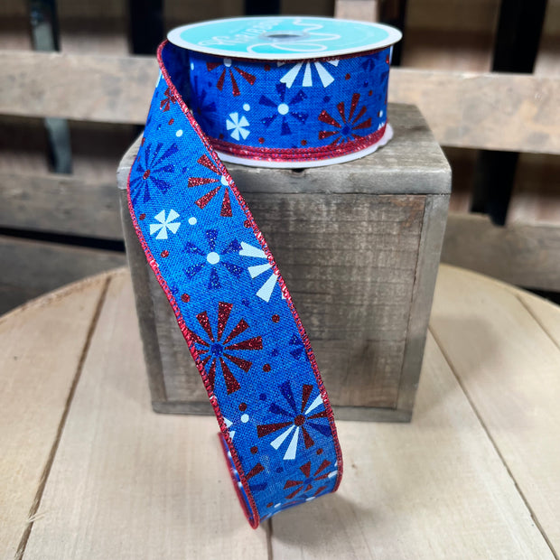 1.5" x 10y patriotic pinwheel Wired Ribbon - RGE115525