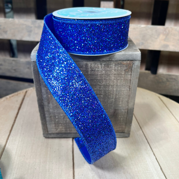 1.5" x 10Y blue glitter Wired Ribbon - RGF153225