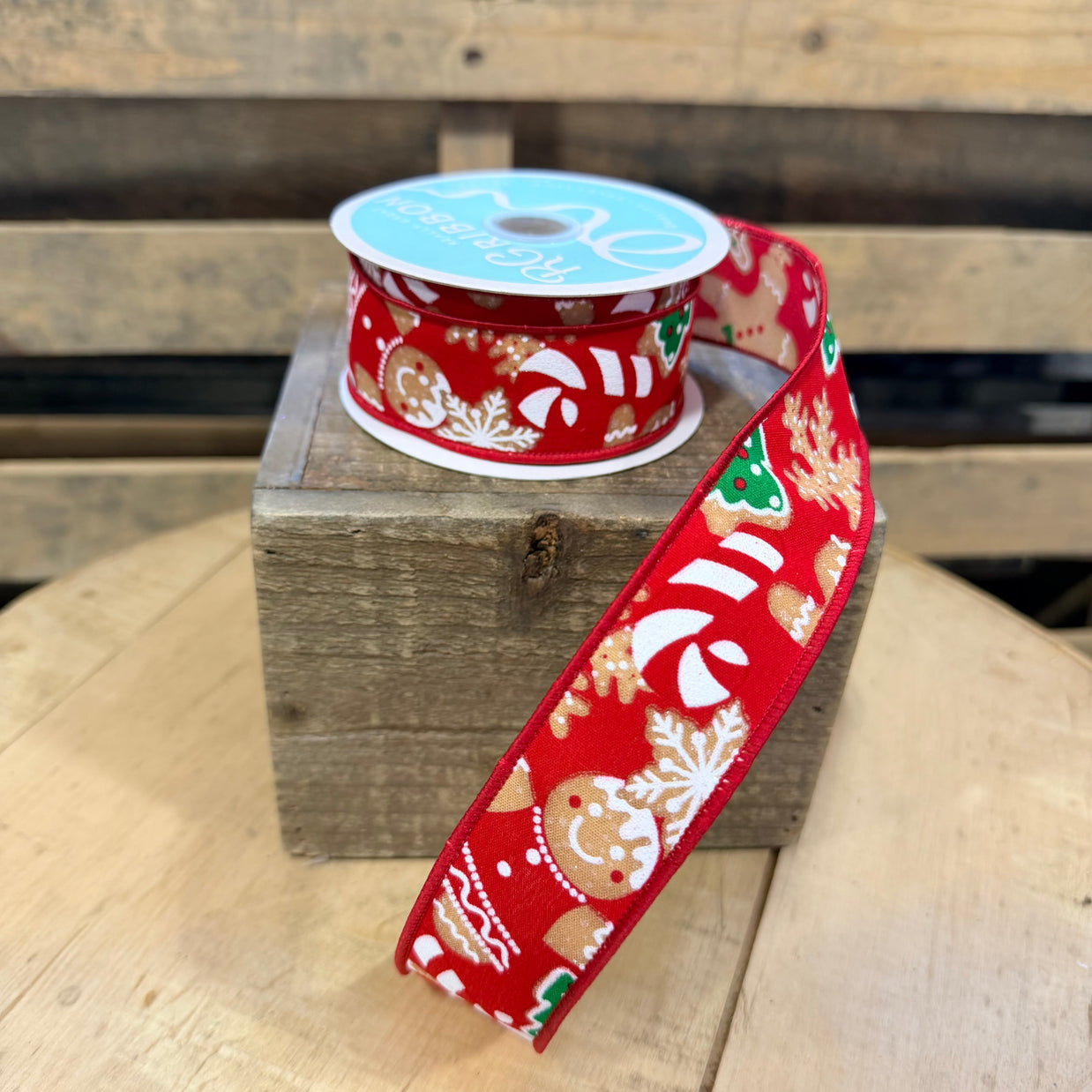 1.5"X10YD Gingerbread cookie wired ribbon - RGE188424