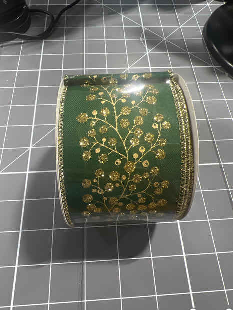 2.5 "X10YD Emerald gold berry Wired Ribbon - RGF126412