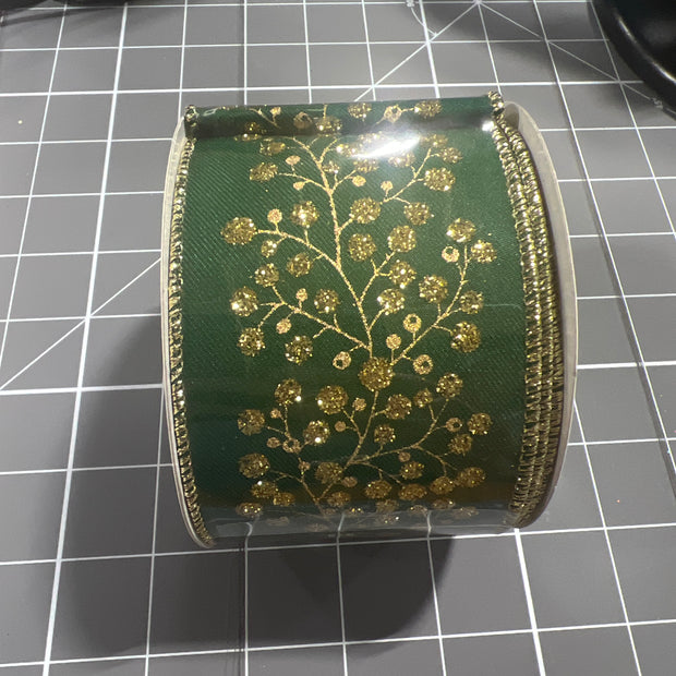 2.5 "X10YD Emerald gold berry Wired Ribbon - RGF126412