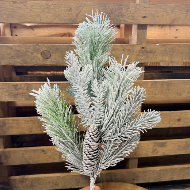 FLOCKED MIX PINE W/ PINECONE PICK - 38315