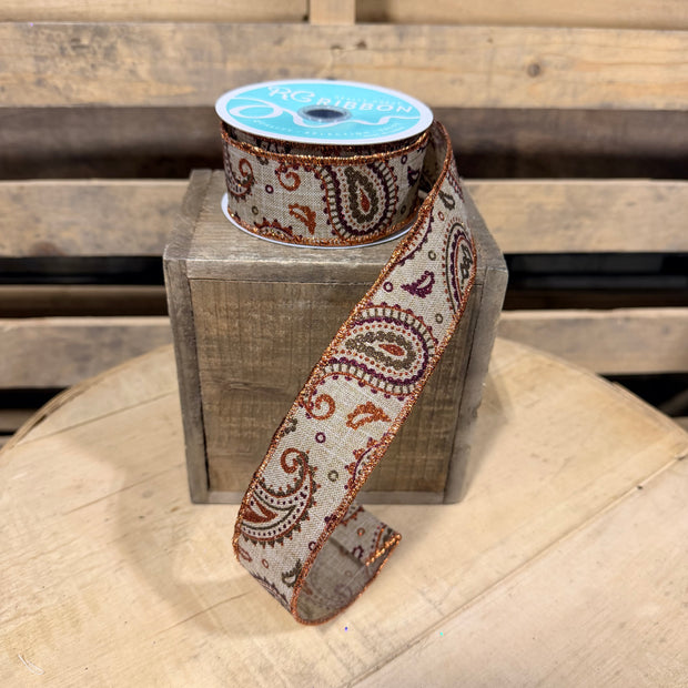 1.5"X10YD fall paisley  Wired Ribbon - RGC1375X9