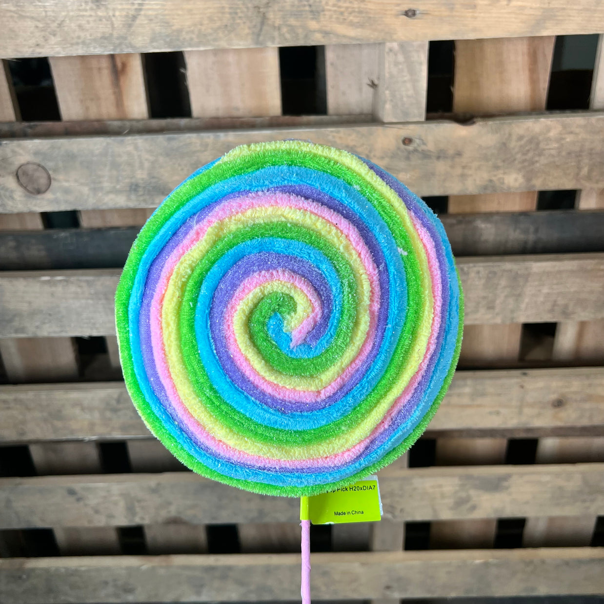 7" Pastel Lollipop Pick with purple - 63398EAS