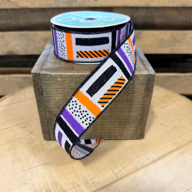 1.5" x 10Y Brush stroke halloween Wired Ribbon - RGC13115F