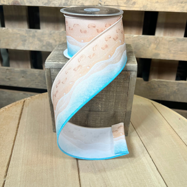 2.5" x 10Y beach Wired Ribbon -  LS1205A2