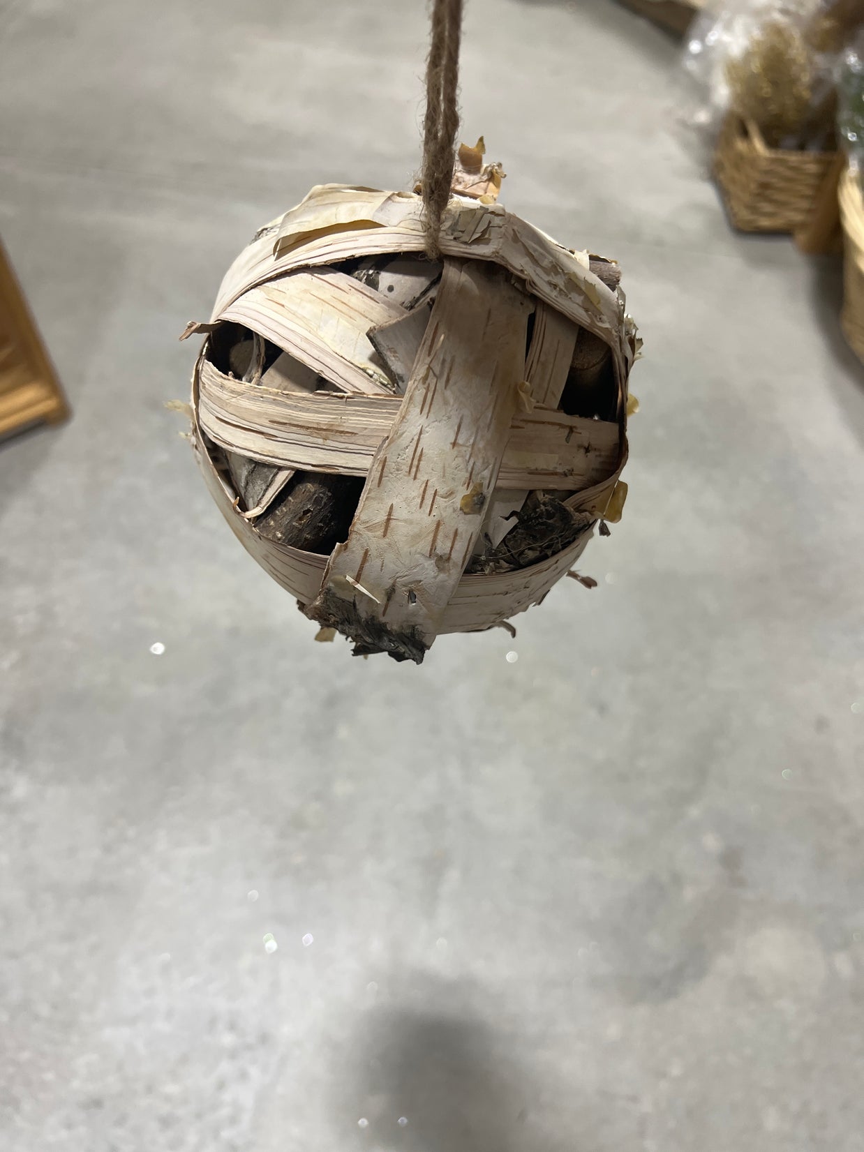 6" BIRCH BARK BALL ORNAMENT 
- TB5470