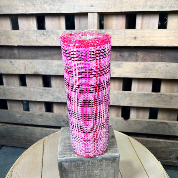10" x 10Y Valentine’s vertical foil plaid mesh - RE136866