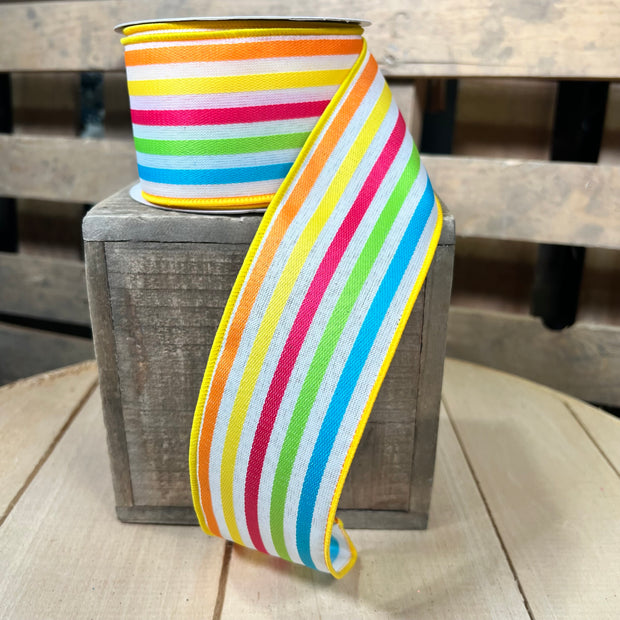 2.5" x 10y rainbow stripe Wired Ribbon -  RGF158527