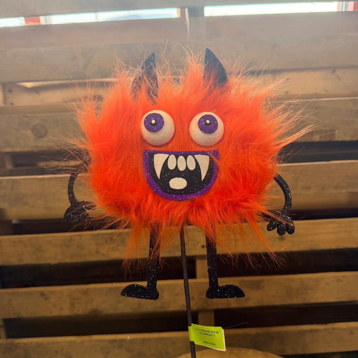 9" Orange Furry Monster Spray   -  57376OR