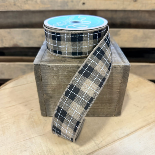 1.5" by 10Y natural check ribbon  - RGA184901