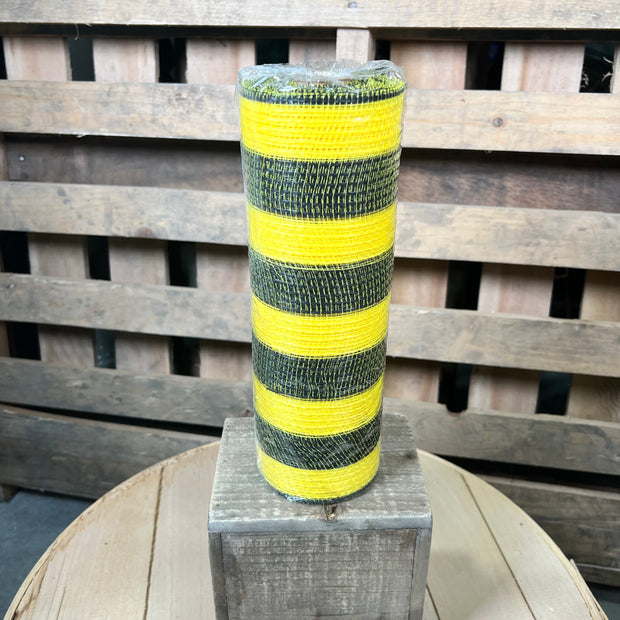 10" x 10Y yellow and black  jute stripe mesh - RY8319F4
