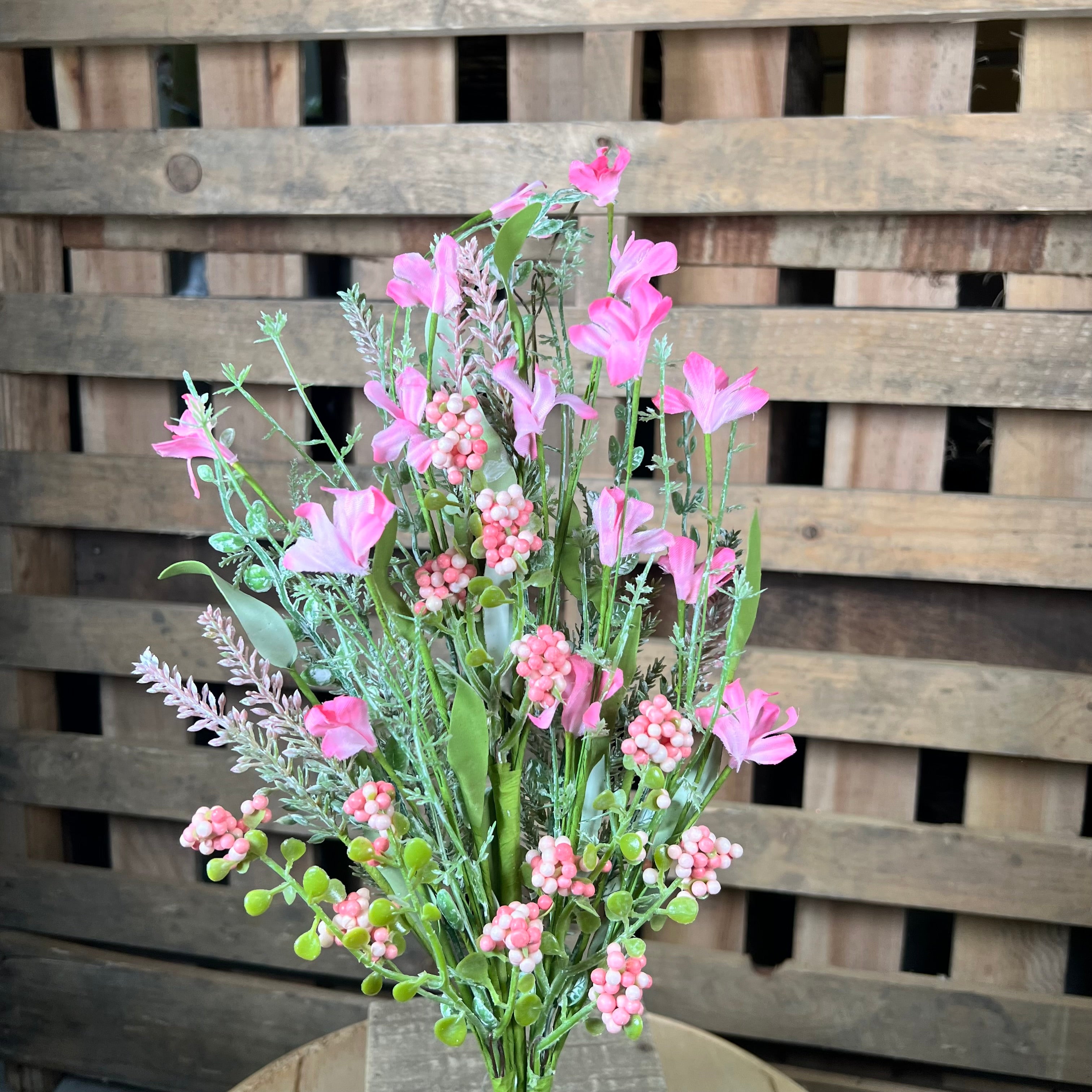 24” pink floral bush - FH807115