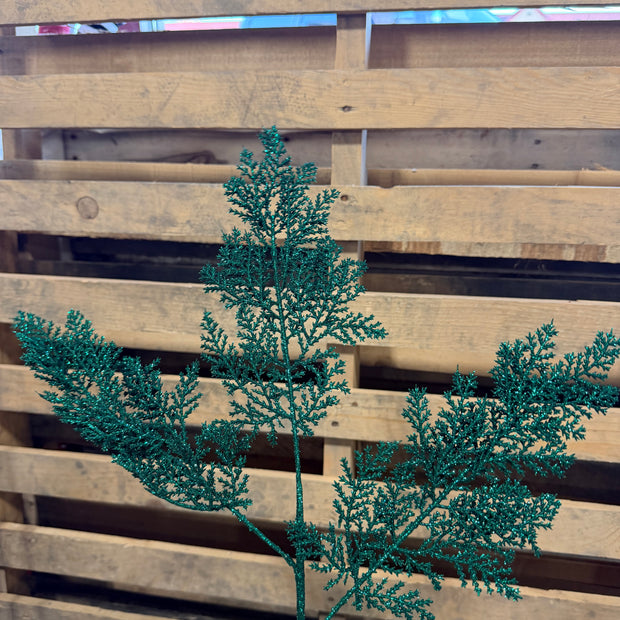 23"L Hunter green fern spray  - XS250412