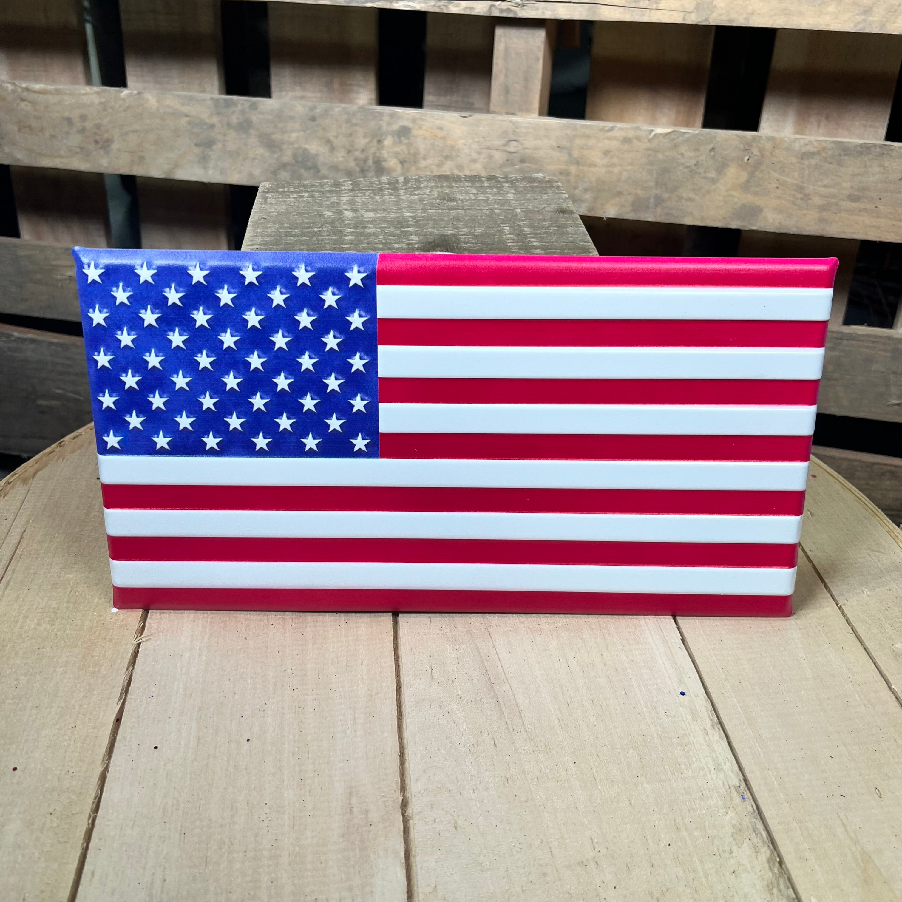 12” metal embossed patriotic flag sign - MD0603