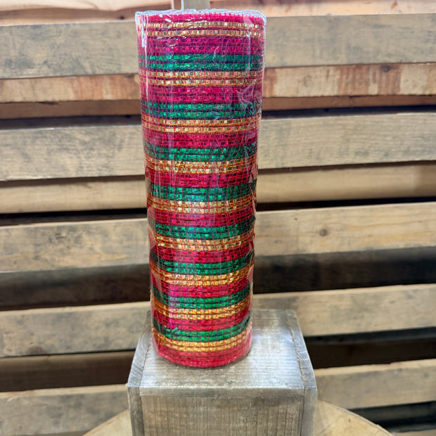 10" x 10Y Christmas foil stripe mesh - RE801794