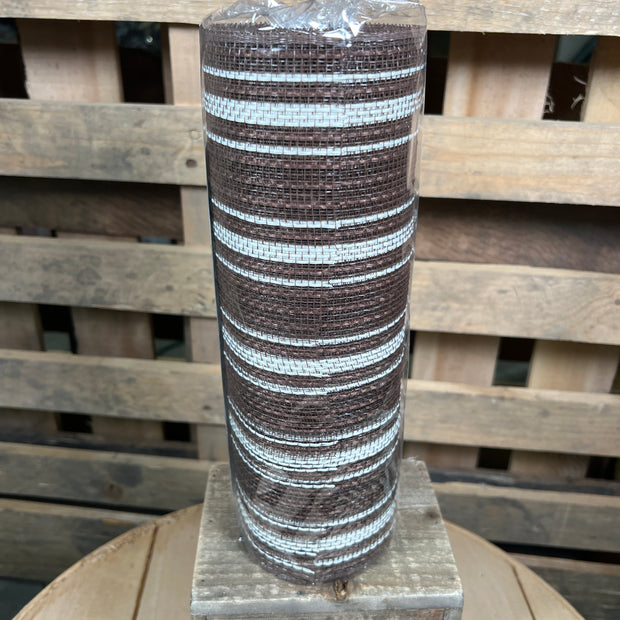10" x 10Y brown farmhouse jute stripe mesh - RY8344EM