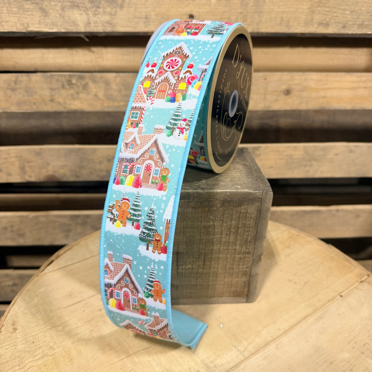 2.5” x 10yd Pastel gingerbread house dlux ribbon - LX113414