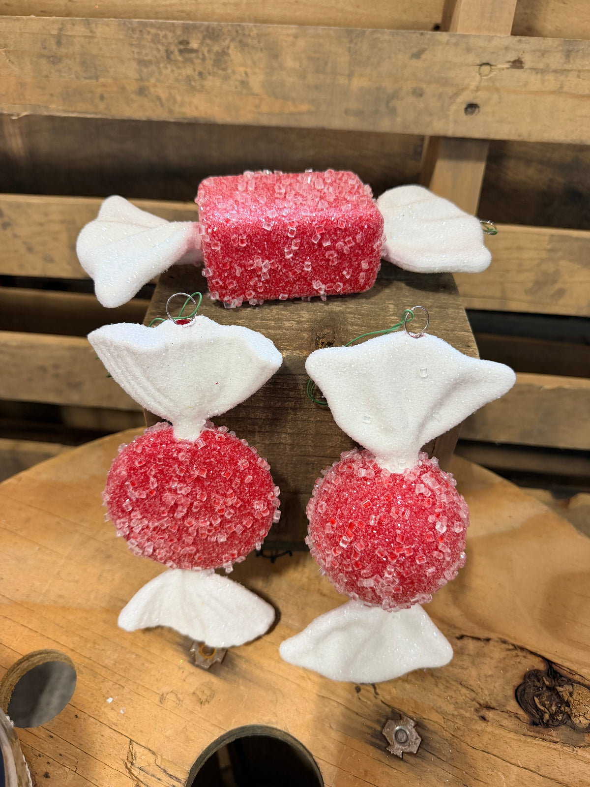7-8" Red Icy Sugar Flat Candy 3/Set - MT255003W