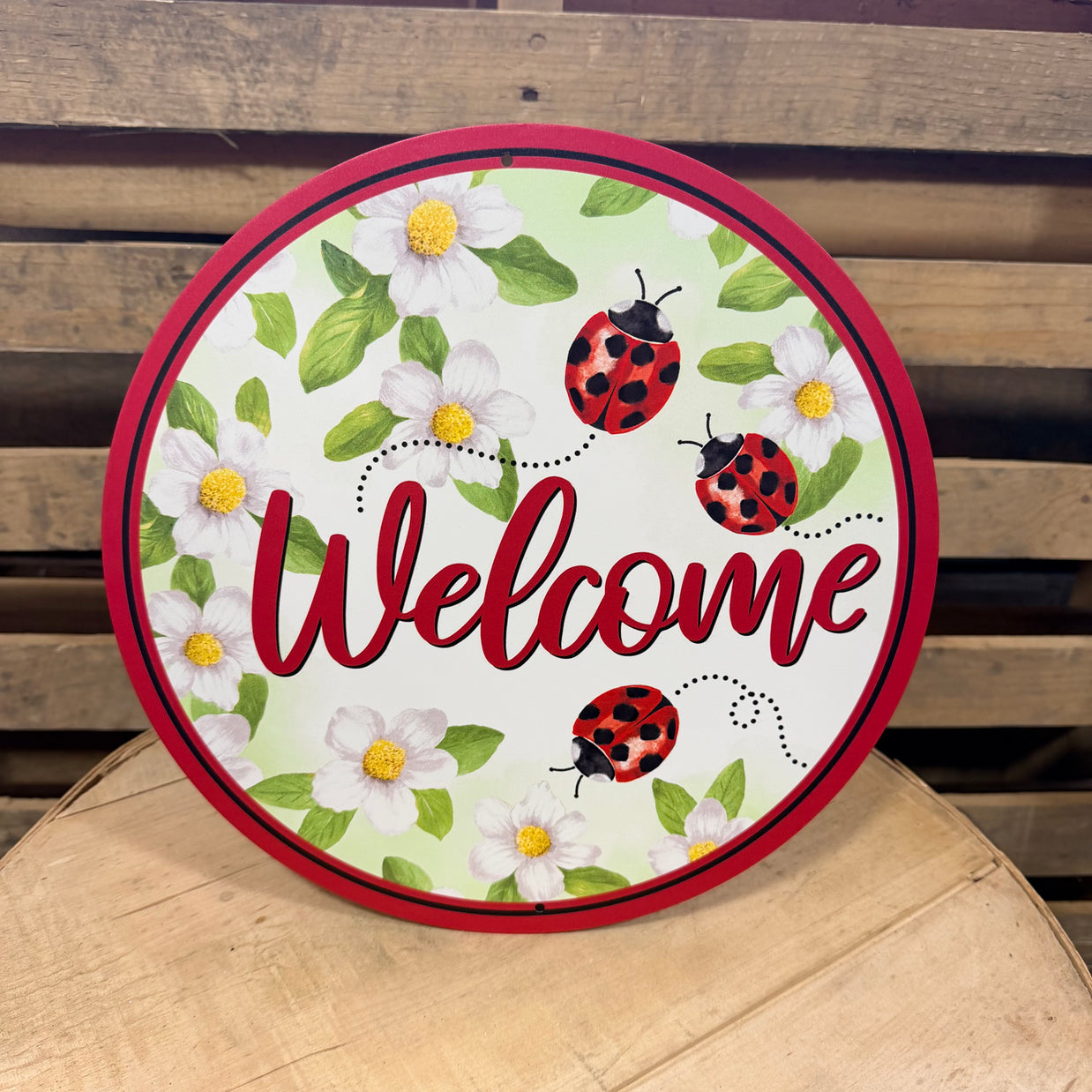 12” Lady Bug Welcome sign - MD1322