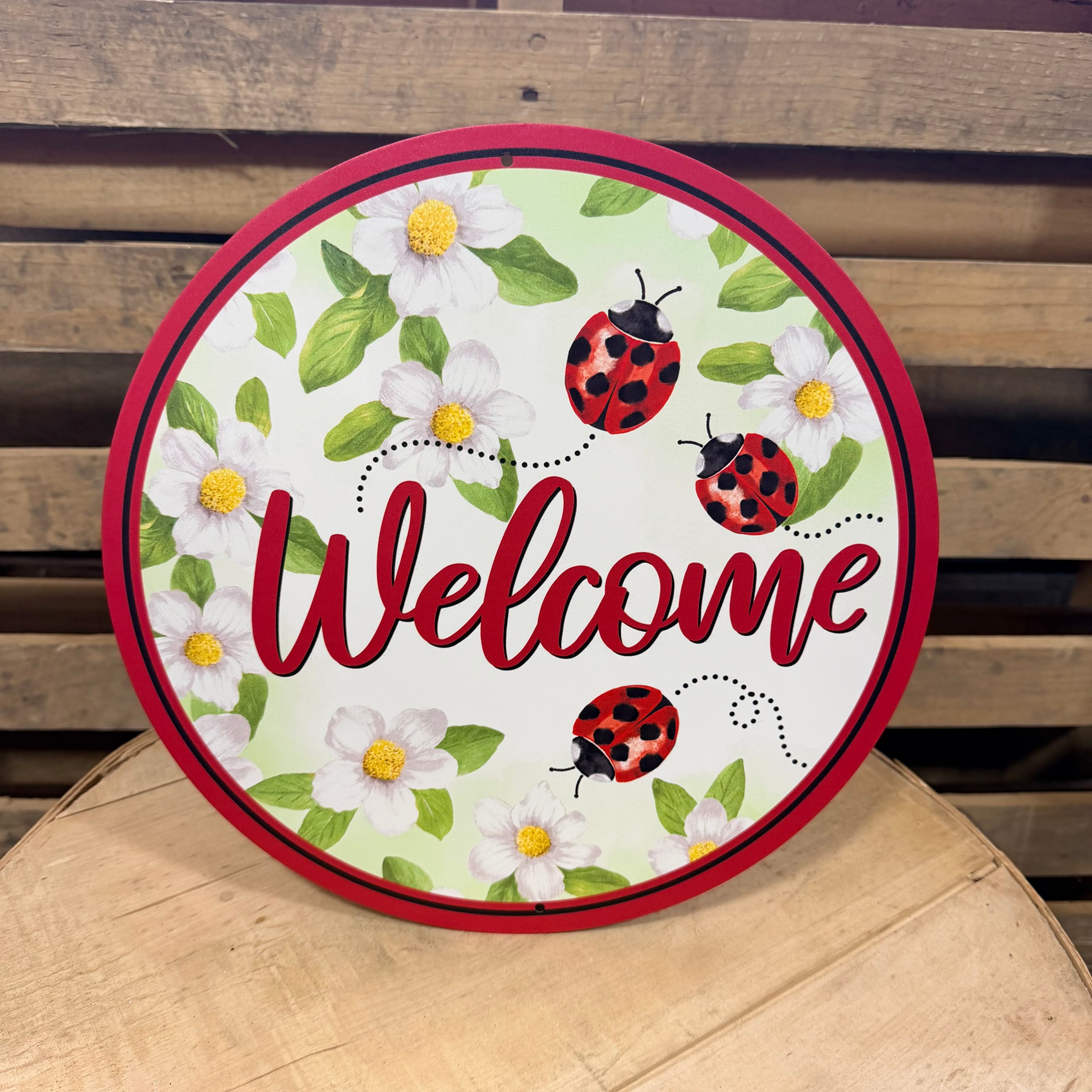 12” Lady Bug Welcome sign - MD1322