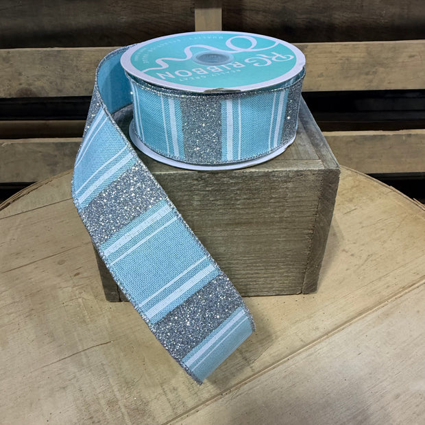 1.5" x 10Y Winter stripe  Wired Ribbon - RGC1569H1